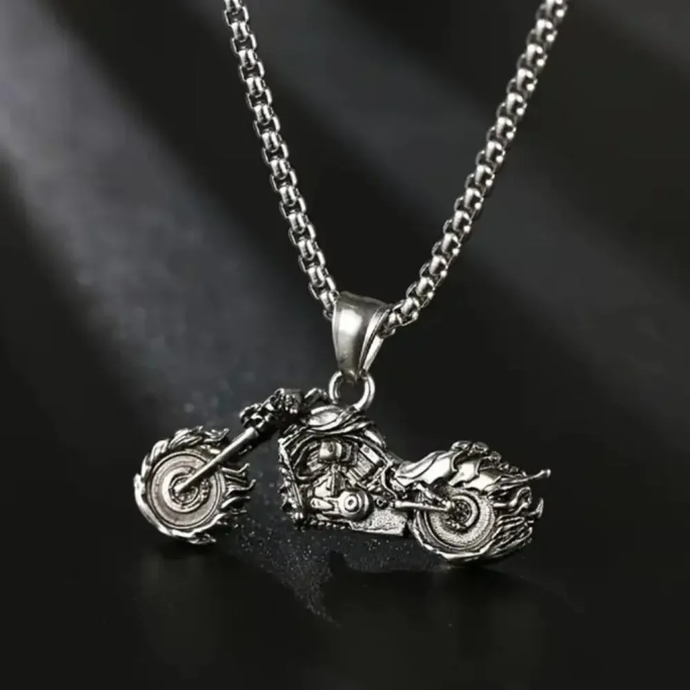 Stainless Steel Motorcycle Necklace Box Chain Biker Birthday Valentines Gift NEW